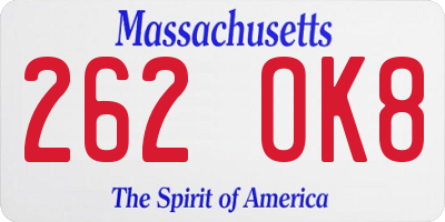 MA license plate 262OK8