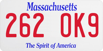 MA license plate 262OK9