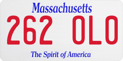 MA license plate 262OL0