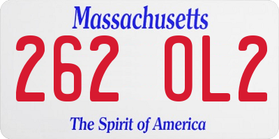 MA license plate 262OL2
