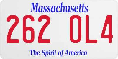 MA license plate 262OL4