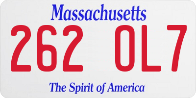 MA license plate 262OL7