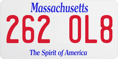 MA license plate 262OL8