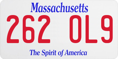 MA license plate 262OL9