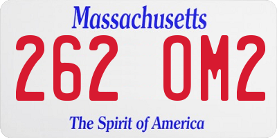 MA license plate 262OM2