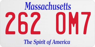 MA license plate 262OM7