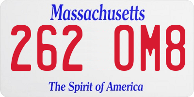MA license plate 262OM8
