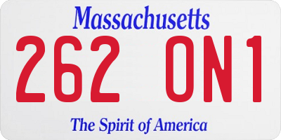 MA license plate 262ON1