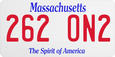 MA license plate 262ON2