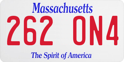 MA license plate 262ON4