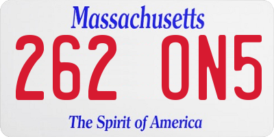 MA license plate 262ON5