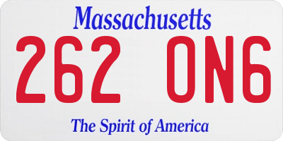 MA license plate 262ON6