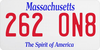 MA license plate 262ON8