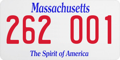 MA license plate 262OO1