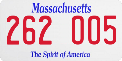 MA license plate 262OO5
