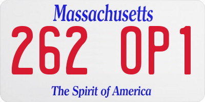 MA license plate 262OP1