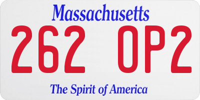MA license plate 262OP2