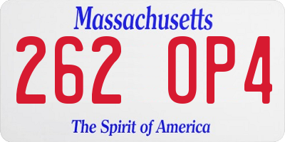 MA license plate 262OP4