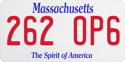 MA license plate 262OP6