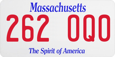 MA license plate 262OQ0