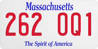 MA license plate 262OQ1