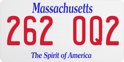 MA license plate 262OQ2
