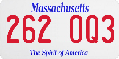 MA license plate 262OQ3