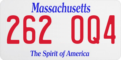 MA license plate 262OQ4