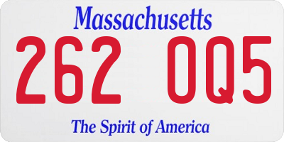 MA license plate 262OQ5