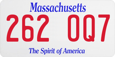 MA license plate 262OQ7