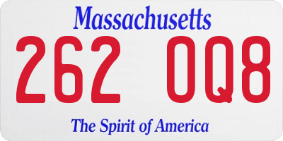 MA license plate 262OQ8