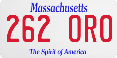 MA license plate 262OR0