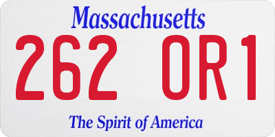 MA license plate 262OR1