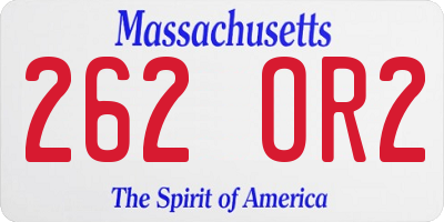MA license plate 262OR2