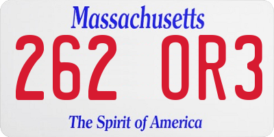 MA license plate 262OR3