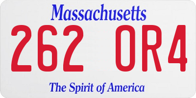 MA license plate 262OR4