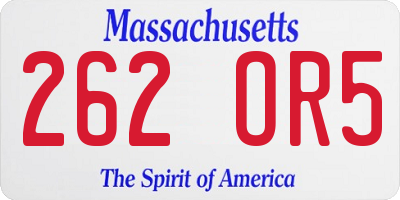 MA license plate 262OR5