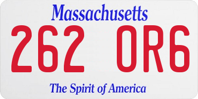 MA license plate 262OR6