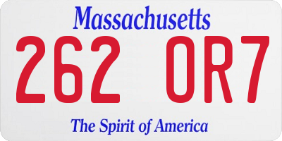MA license plate 262OR7