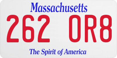 MA license plate 262OR8