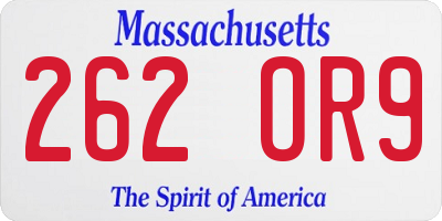 MA license plate 262OR9