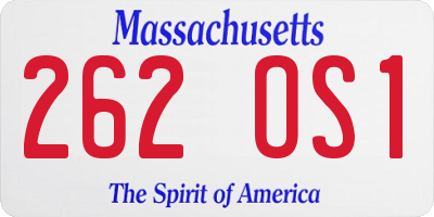 MA license plate 262OS1