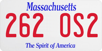 MA license plate 262OS2
