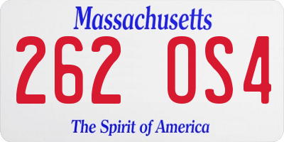 MA license plate 262OS4