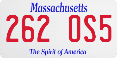 MA license plate 262OS5