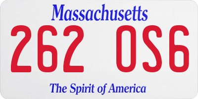 MA license plate 262OS6