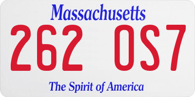 MA license plate 262OS7