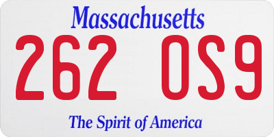 MA license plate 262OS9