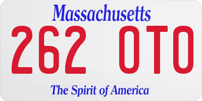 MA license plate 262OT0