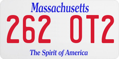 MA license plate 262OT2